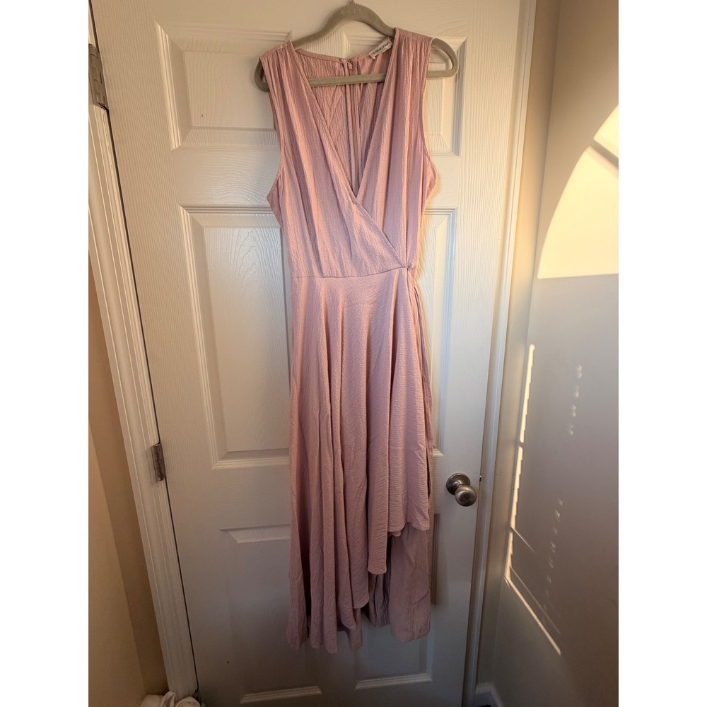 Calvin Klein Pink Wide Leg Wrap Jumpsuit Sleeveless Textured Crepe Size 12